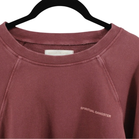 Spiritual Gangster Be The Light Bridget Raglan Pullover Color Washed Wine Size S - Picture 3 of 9